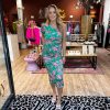 One shoulder Flower dress groen