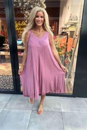 Basic jurk Sarah oud roze