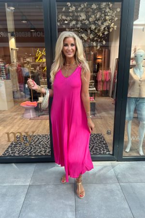 Basic jurk Sarah fuschia