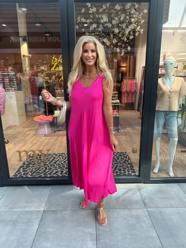 Basic jurk Sarah fuschia