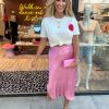 Satin rok oud roze