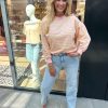 Streep sweater roze geel