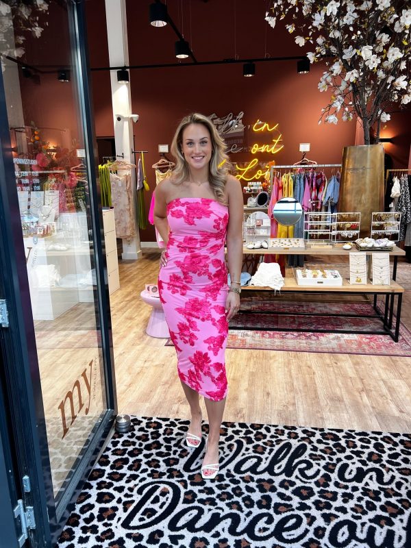 Strapless jurk Noa roze
