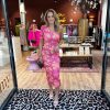 One shoulder Flower dress roze