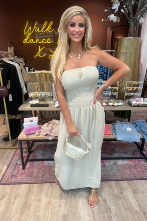 Bandeau jurk beige