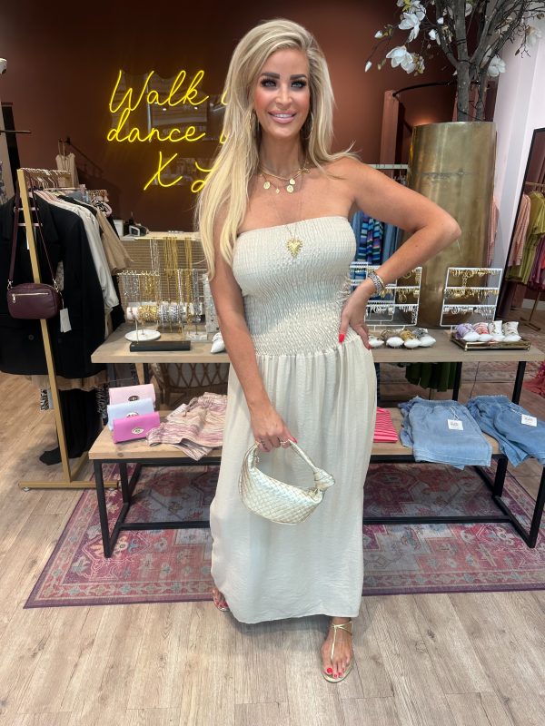 Bandeau jurk beige