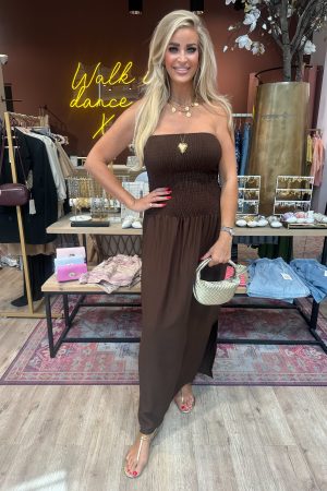 Bandeau jurk bruin