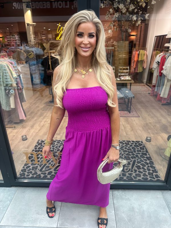 Bandeau jurk magenta