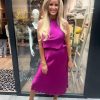 Satin rok magenta