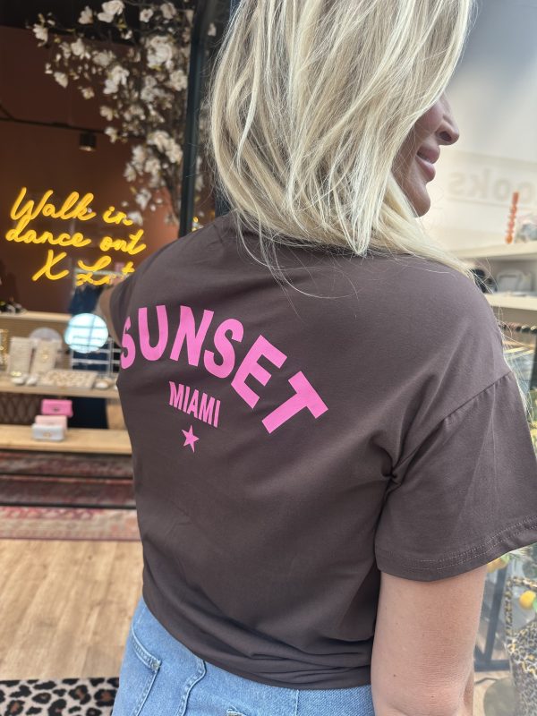 T-shirt sunset bruin-roze - Afbeelding 2