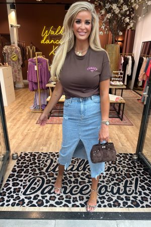 T-shirt sunset bruin-roze
