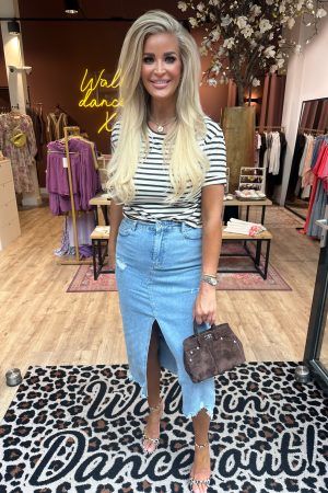 T-shirt streep bruin