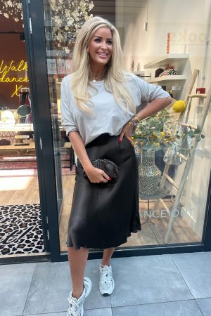 Satin rok donkerbruin