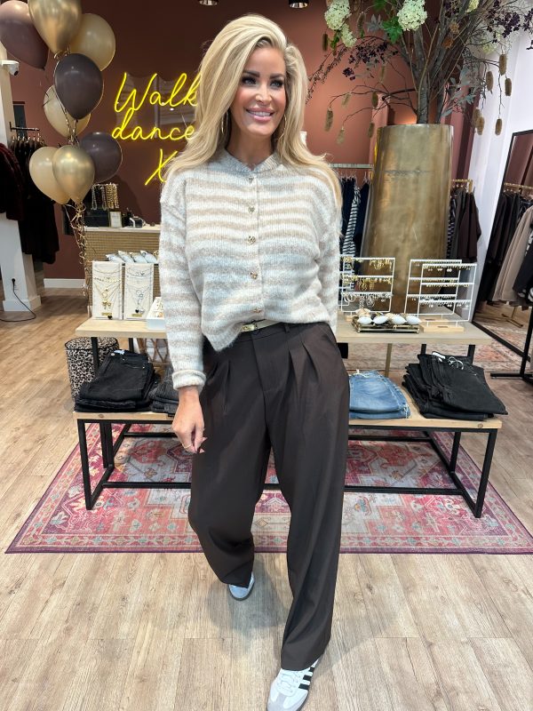 Vest Moniek beige ecru streep