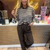 Vest Moniek bruin/beige streep