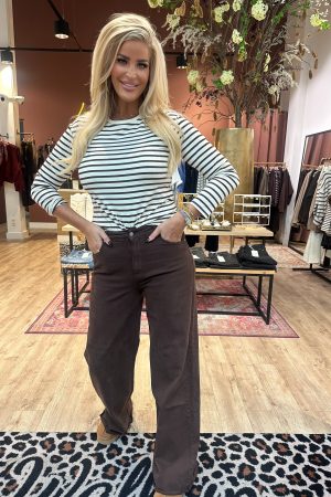 Top Ilse off White bruin gestreept