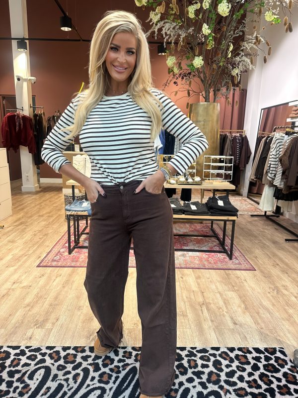 Top Ilse off White bruin gestreept