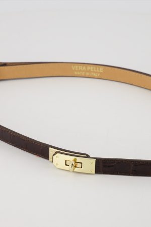 Riem verstelbaar croco donkerbruin